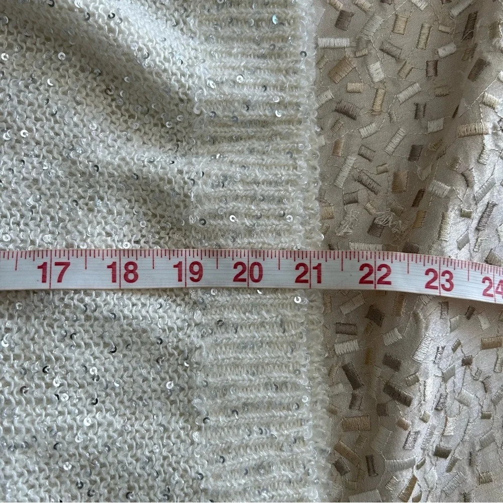 NWT ATM Anthony Thomas Mellino Beige Sequin Sweater Vest Sz Xs ($295) chalk - Picture 6 of 8